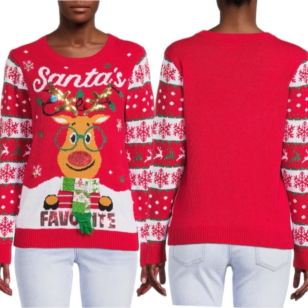No Boundaries “Santa’s Favorite” Christmas Sweater Juniors Size S (3-5)